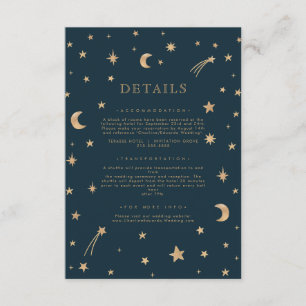 Carte D'accompagnement Marine Mystical Gold Stars Moon Détails du Mariage