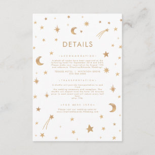 Carte D'accompagnement Marine Mystical Gold Stars Moon Détails du Mariage