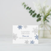 Carte D'accompagnement Marine Silver Snowflake Mariage d'hiver Insertion (Debout devant)