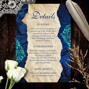 Carte D'accompagnement Marine Turquoise dentelle Vintage élégante style d