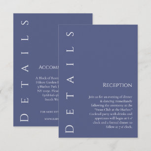 Carte D'accompagnement Marlin moderne bleu et blanc Détails Mariage-