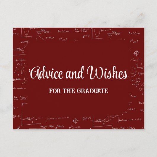 Carte D'accompagnement Maroon Math Graduation Party Advice for Graduate (Devant)