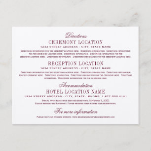 Carte D'accompagnement Maroon Red Elegant Mariage Information