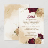 Carte D'accompagnement Maroon vert beige or botanique (Devant / Derrière)