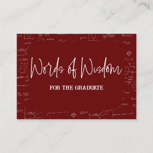 Carte D'accompagnement Maroon Words of Wisdom Math Graduation Advise (Devant)