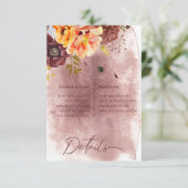 Carte D'accompagnement Marsala Clay & Bouquet Jaune Détails Mariage (Debout devant)