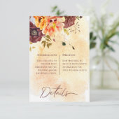 Carte D'accompagnement Marsala Clay & Bouquet Jaune Détails Mariage (Debout devant)