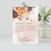 Carte D'accompagnement Marsala Clay & Bouquet Jaune Détails Mariage (Debout devant)