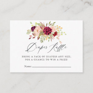 Carte D'accompagnement Marsala et Blush Baby shower floral Déchets Raffle