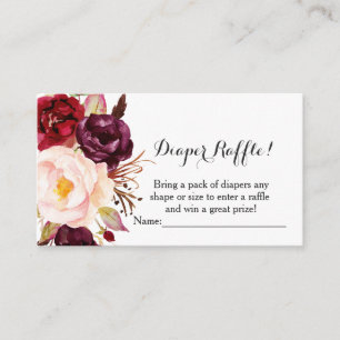Carte D'accompagnement marsala fleurs baby shower tomettes 