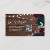 Carte D'accompagnement Marsala & Navy Floral Rustic Fête des mariées QR R (Devant)