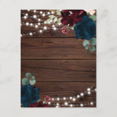 Carte D'accompagnement Marsala & Navy Flowers Détails du Mariage Boîtier (Dos)