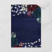 Carte D'accompagnement Marsala & Navy Flowers Rustic Wood Détails (Dos)