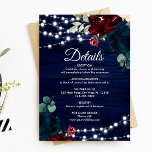 Carte D'accompagnement Marsala & Navy Flowers Rustic Wood Détails<br><div class="desc">Marsala et Navy Flowers Rustic Wood Collection. Ce design de haute qualité est facile à customiser pour correspondre à vos couleurs, styles et thèmes mariages. Pour plus de personnalisation, cliquez sur le lien "customiser plus" et utilisez notre outil de conception pour modifier ce modèle. Si vous avez besoin d'aide ou...</div>