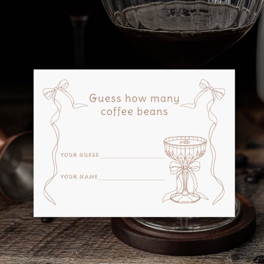Carte D'accompagnement Martini Espresso Combien de grains de café Jeu de