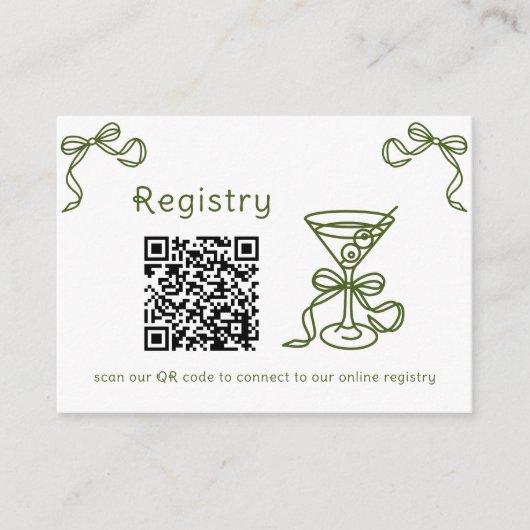 Carte D'accompagnement Martini QR code registre de douche de nuptiale (Devant)