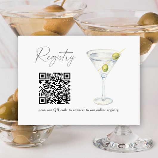 Carte D'accompagnement Martini QR code registre de douche de nuptiale