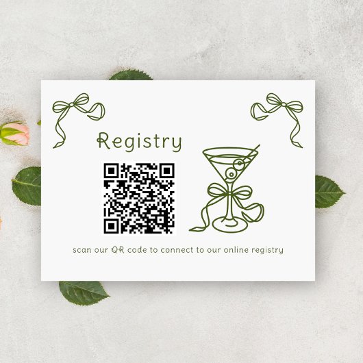 Carte D'accompagnement Martini QR code registre de douche de nuptiale