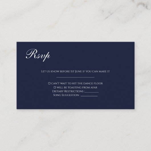 Carte D'accompagnement Marvelous Blue enregistrer la date mariage rsvp ca (Devant)