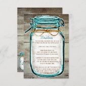 Carte D'accompagnement Mason Jar Rustic Wood Mariage Directions Boîtier (Devant / Derrière)