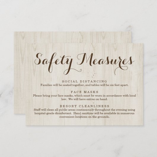 Carte D'accompagnement Masque de sécurité Covid 19 Informations sur la di (Devant / Derrière)