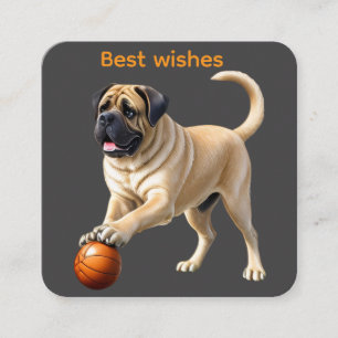 Carte D'accompagnement Mastiff Dogue Anglaise avec ballon en vacances