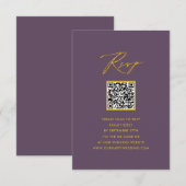 Carte D'accompagnement Mauve Élégant Script Minimaliste QR Wedding RSVP (Devant / Derrière)