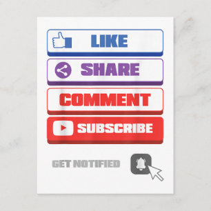 Carte D'accompagnement Médias Sociaux J'aime Partager Commenter S'abonner