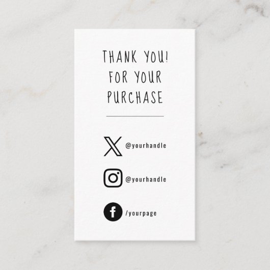 Carte D'accompagnement Médias sociaux, noir et blanc insérer la carte. (Devant)