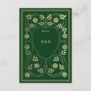 Carte D'accompagnement Médiéval Floral Hearts et Sword Gold Detail RSVP