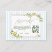 Carte D'accompagnement Mediterranean Lemon Wedding Honeymoon Fund QR Code (Devant)