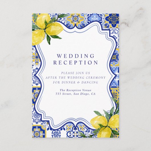 Carte D'accompagnement  Mediterranean Tile Wedding with Lemons (Devant)