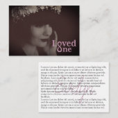 Carte D'accompagnement Mémoire/nécrologie aimée (Devant / Derrière)