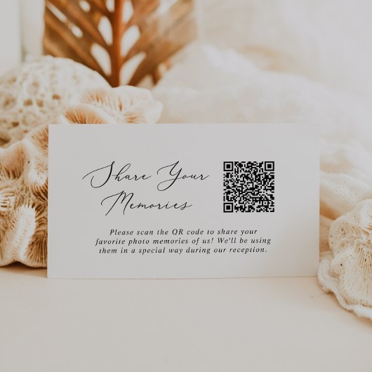 Carte D'accompagnement Mémoires photo noir délicates Mariage de code QR