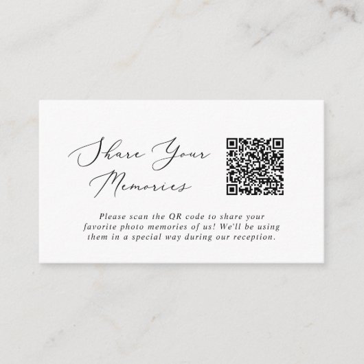 Carte D'accompagnement Mémoires photo noir délicates Mariage de code QR (Devant)