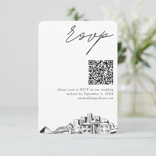 Carte D'accompagnement Memphis Wedding RSVP QR Code Petit (Debout devant)