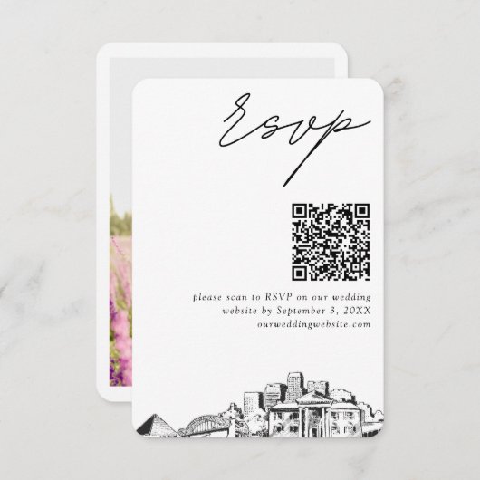 Carte D'accompagnement Memphis Wedding RSVP QR Code Petit (Devant / Derrière)