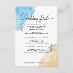 Carte D'accompagnement Mer côtière moderne et plage de sable Détails de m