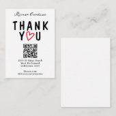 Carte D'accompagnement Merci avec coeur d'amour et code QR (Devant / Derrière)
