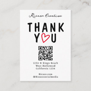 Carte D'accompagnement Merci avec coeur d'amour et code QR