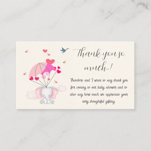 Carte D'accompagnement Merci Baby shower bébé Nelly (Devant)