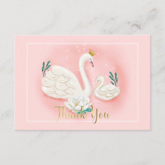 Carte D'accompagnement Merci Baby shower rose  en or rose (Devant)