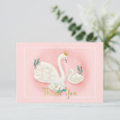 Carte D'accompagnement Merci Baby shower rose  en or rose (Debout devant)