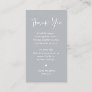 Carte D'accompagnement Merci chaleureux mariage, Pastel Chill Grey