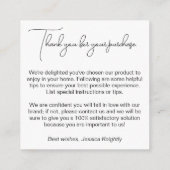 Carte D'accompagnement Merci client du logo de script de monogramme d'ent (Dos)