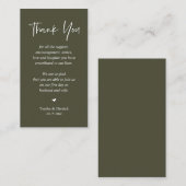 Carte D'accompagnement Merci coeur mariage, vert olive Sage (Devant / Derrière)