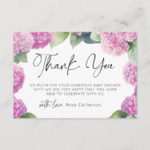 Carte D'accompagnement Merci de Baby shower rose Hydrangea (Devant)