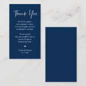 Carte D'accompagnement Merci de coeur mariage, bleu marine classique (Devant / Derrière)