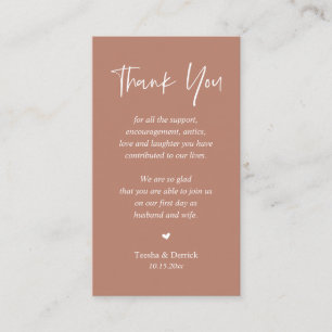 Carte D'accompagnement Merci de coeur mariage, Terracotta Earthy