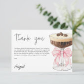 Carte D'accompagnement Merci de Fête des mariées à martini à arc rose (Debout devant)